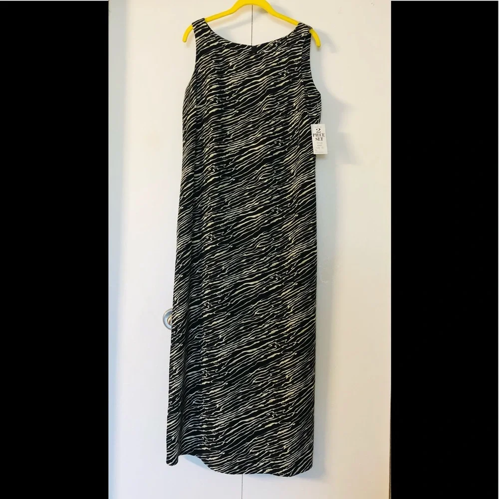 Studio I Sheath Dress sz 12 New with Tags Long Black white zebra - Picture 5 of 15